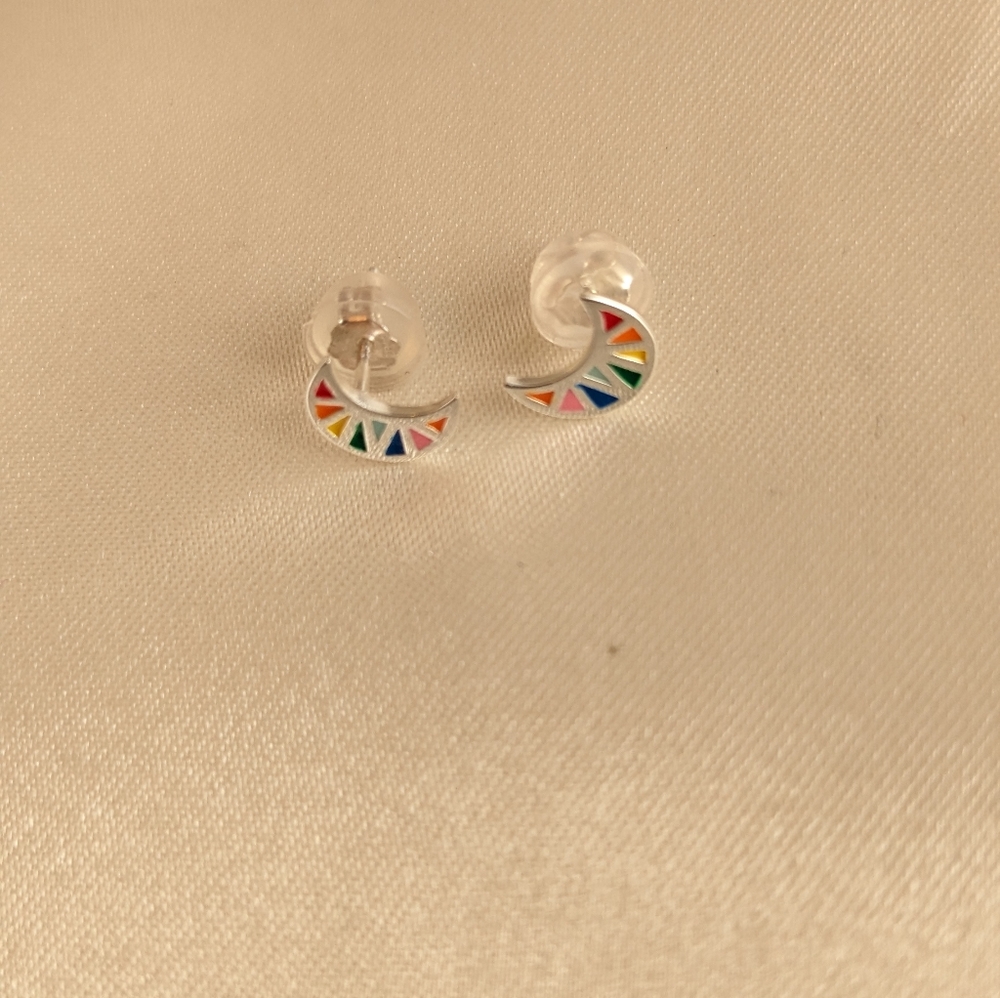 Children's Silver Moon Ear Studs
